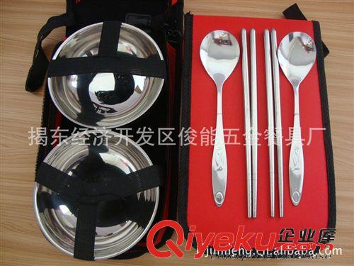 供應(yīng)不銹鋼布袋餐具禮品 不銹鋼碗筷子勺實用餐具禮品套裝