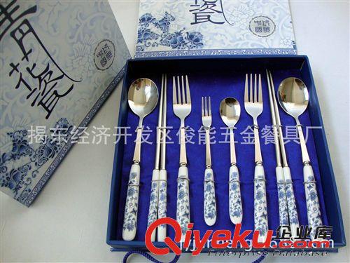 供應(yīng)便攜環(huán)保布袋裝不銹鋼勺叉筷子餐具三件套