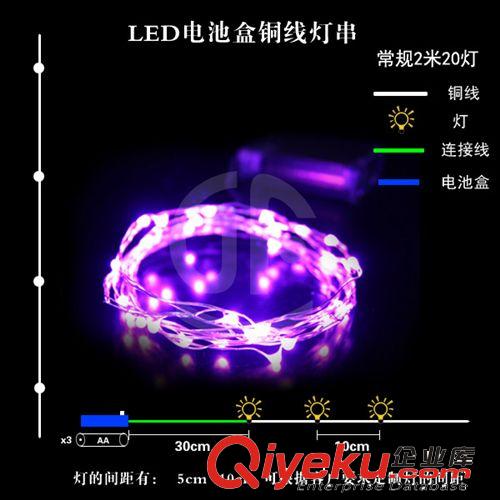 LED銅線圣誕燈串 led節(jié)日燈串 電池燈串 心型led燈串 樹藤彩燈原始圖片3