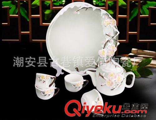 批发供应 珐琅瓷绘彩梅花茶具套装 陶瓷工艺品送礼佳品