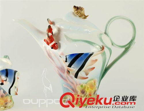 珐琅瓷/16头海底世界咖啡具套装/茶具/杯/陶瓷/骨瓷礼品/摆设