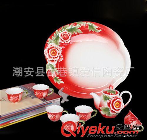 琺瑯瓷 8頭茶具--知足常樂 骨瓷禮品/陶瓷工藝品/家居飾品