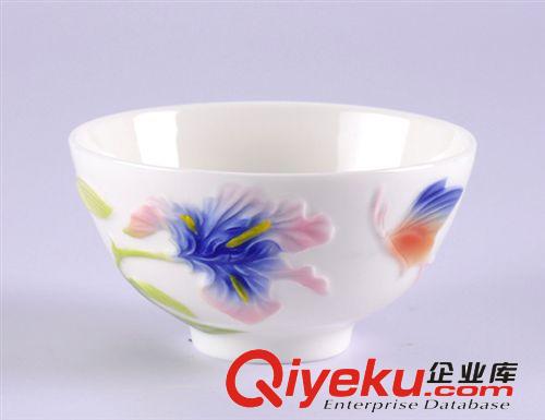 珐琅瓷 4头餐具-蝶恋花 碗勺套装/骨瓷礼品/工艺品/餐饮用具