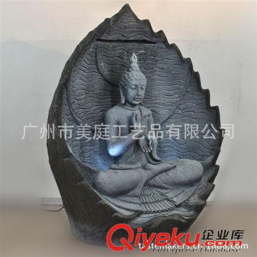 東南亞風(fēng)格樹(shù)脂工藝品擺件坐佛佛像噴泉流水加濕器風(fēng)水池盆景