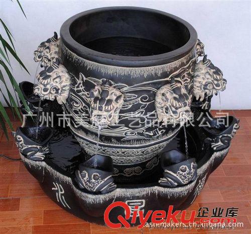 中式仿古樹脂噴泉流水水景風(fēng)水?dāng)[件家居裝飾品加濕器魚缸八方來財原始圖片2