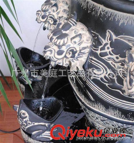 中式仿古樹脂噴泉流水水景風(fēng)水?dāng)[件家居裝飾品加濕器魚缸八方來財原始圖片3