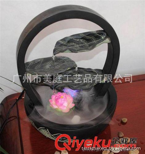 樹(shù)脂噴泉工藝品 水景擺件砂巖石流水噴泉加濕器碧葉蓮蓮