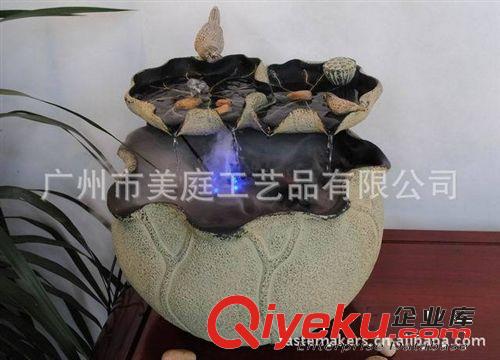 中式樹(shù)脂噴泉流水工藝品 家居噴泉流水加濕器魚(yú)缸擺件 夢(mèng)里荷香