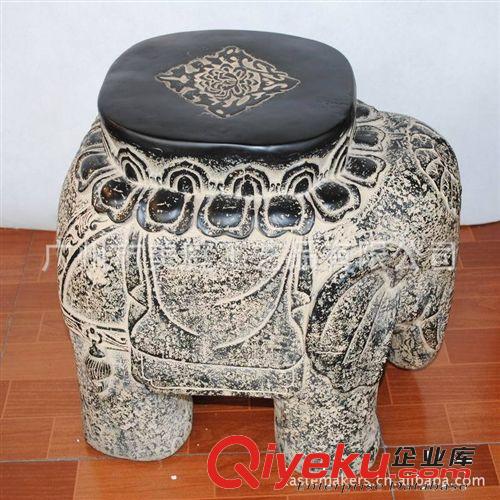 批發樹脂中式工藝品石凳吉祥大象擺件 東南亞工藝品仿古換鞋凳原始圖片2