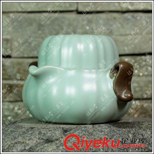 汝窯快客杯 南瓜快客杯 一壺一杯 旅行茶具 tj【陳韻堂】