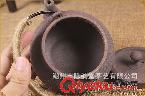 【柴燒提梁圓壺砂銚】潮州工功夫茶煮煲烹茶壺?zé)畨赜駮?shū)煨燒水壺