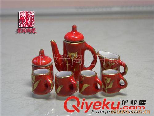 娃娃陶瓷茶具迷你茶具微型茶具紅色九件套原始圖片3