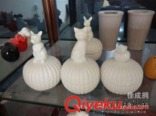 批發(fā)zakka 白色陶瓷可愛小動(dòng)物首飾盒 三款兔 貓 鳥原始圖片2