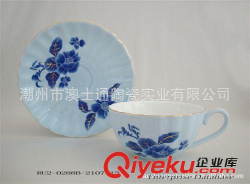 供應(yīng)gd陶瓷15頭茶具，咖啡個，純色釉加花原始圖片2