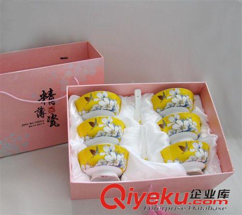 廠家批發供應內貿4.5寸陶瓷碗12件套6碗6匙蒙古碗高腳貼花加金原始圖片2