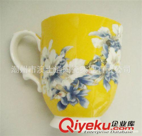gd骨瓷咖啡杯子有蓋花茶杯390毫升不規則形狀花卉蝴蝶彩盒裝原始圖片3