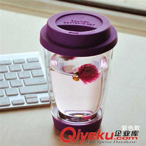 帶硅膠蓋雙層玻璃杯，隔熱杯，耐熱玻璃杯原始圖片3
