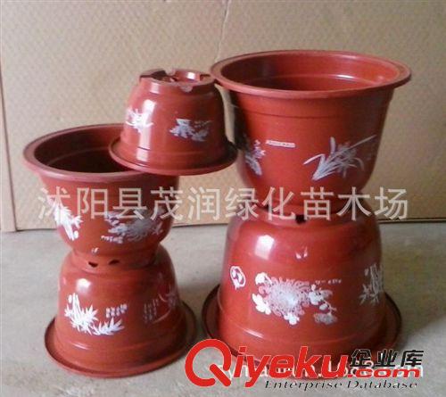 批發(fā)磚紅色塑料花盆 結(jié)實(shí)硬塑耐用 圓型古典花盆 中國(guó)風(fēng)園藝花盆原始圖片2