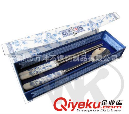 2012新款陶瓷柄餐具(青花瓷柄勺筷)/可用于福利禮品原始圖片2