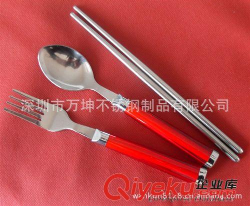 中國紅gd喜慶布包3件套餐具|便攜塑柄布包餐具套裝/布包餐具原始圖片2