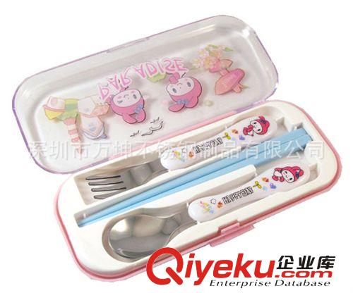 廠家供應3件套塑柄兒童餐具,便攜式學生餐具套裝原始圖片2