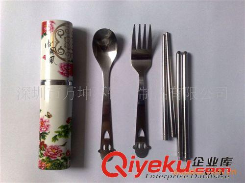 新款中國風(fēng)便攜3件套餐具,笑臉便攜餐具3件套原始圖片3