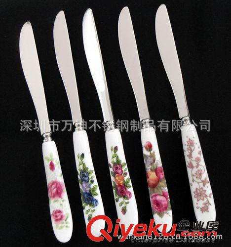 創意禮品刀叉(月餅專用陶瓷柄刀)/不銹鋼陶瓷柄奶油刀原始圖片2
