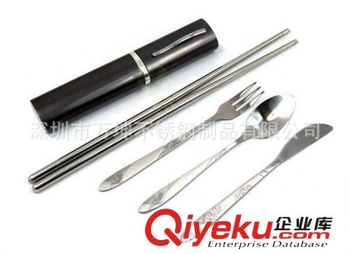 全不銹鋼柄月餅刀叉,深圳月餅刀叉批發,便攜刀叉(一刀兩叉套裝)原始圖片3