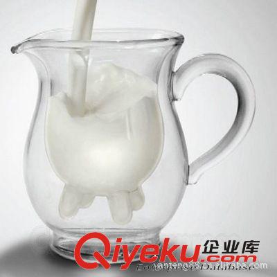 倒置啤酒瓶雙層隔熱玻璃酒杯 創(chuàng)意水杯禮物 大容量酒杯