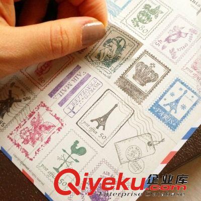 韓國(guó)文具 Vintage Stamp Sticker 復(fù)古郵票紙質(zhì)裝飾貼紙?zhí)籽b