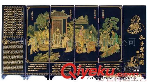 六扇屏風 圣人孔子 出國禮品 中國文化 深圳工藝屏風 出國送老外原始圖片2