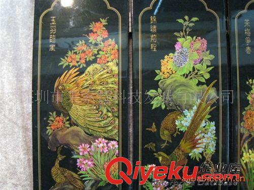 出國 商務禮品 漆器屏風 六扇 鳥語花香 傳統工藝 深圳工藝屏風原始圖片2