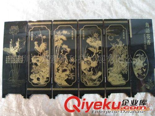 出國 商務禮品 漆器屏風 六扇 鳥語花香 傳統工藝 深圳工藝屏風原始圖片3