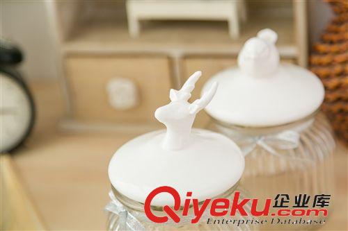 創(chuàng)意zakka陶瓷玻璃密封罐 小號 實用零食儲物罐原始圖片2