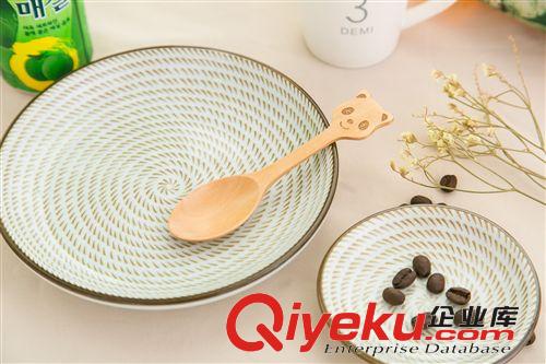 37度  向心圓釉下彩陶瓷盤大號 日式和風(fēng)餐具 zakka 日韓雜貨原始圖片2