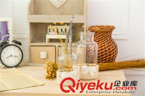 37度 zakka 蝴蝶結手鉤棉線玻璃花瓶 矮款 創意日韓雜貨 家居裝飾原始圖片3