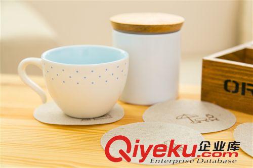 37度 手繪小清新圓形棉麻杯墊 四款可選 zakka 日韓雜貨 韓國家居原始圖片2