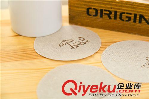 37度 手繪小清新圓形棉麻杯墊 四款可選 zakka 日韓雜貨 韓國家居原始圖片3