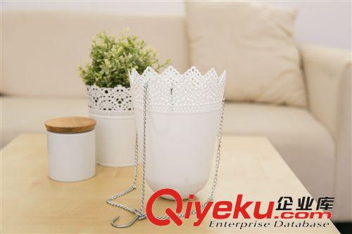 37度 zakka 塑膠蕾絲吊掛花盆  宜家風(fēng)格花籃花器 日韓雜貨原始圖片3