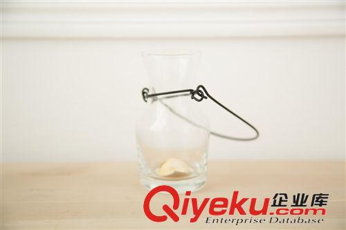 創意zakka 壺形鐵線吊掛玻璃水培 桌面花器 家居裝飾擺件原始圖片3