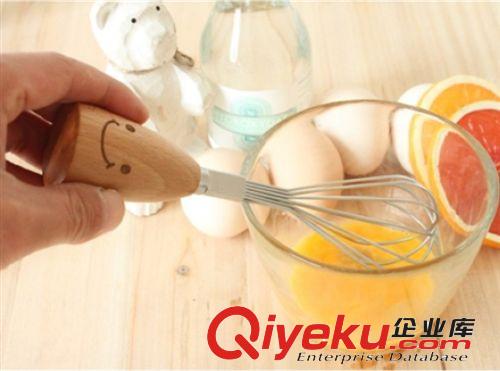【爆款】 37度生活 zakka笑臉木柄不銹鋼打蛋器 韓式品質(zhì)禮品餐具原始圖片2