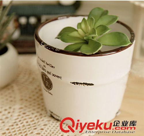 ZAKKA日式仿搪瓷做舊圓筒裝陶瓷花盆  多肉植物花器原始圖片2