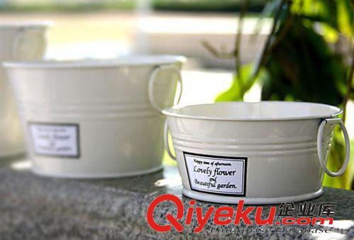 乳白色鐵皮花盆三件套/金屬花器/家居裝飾/zakka批發原始圖片2