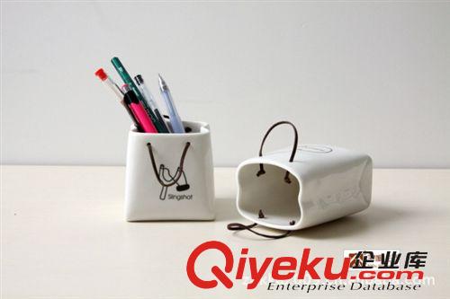 創(chuàng)意zakka雜貨 陶瓷紙袋筆筒 多功能收納原始圖片3