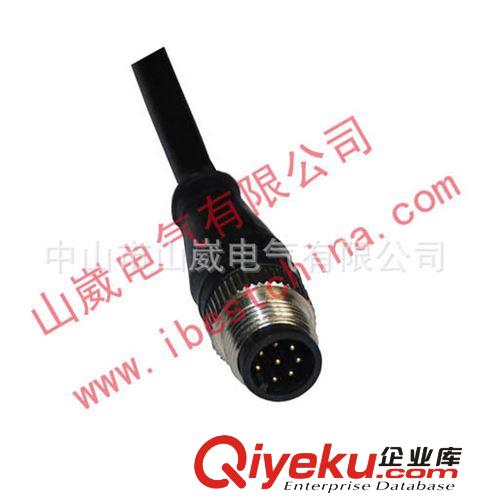 M12連接器8芯公母插直角航空插頭線傳感器連接線山崴生產(chǎn)廠家直銷原始圖片3