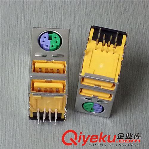 【企業集采】雙層USB+MINI6PIN母座 黃色雙層USB+MINI6PIN母座