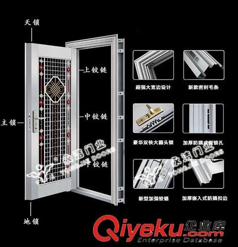 宇潔636暴虧進戶防盜門對開門304不銹鋼大門鋼制門通風透氣樓宇門原始圖片3
