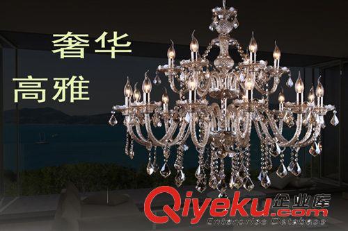 干邑色歐美式簡約水晶吊燈奢華客廳臥室餐廳酒店工程蠟燭燈具燈飾原始圖片3