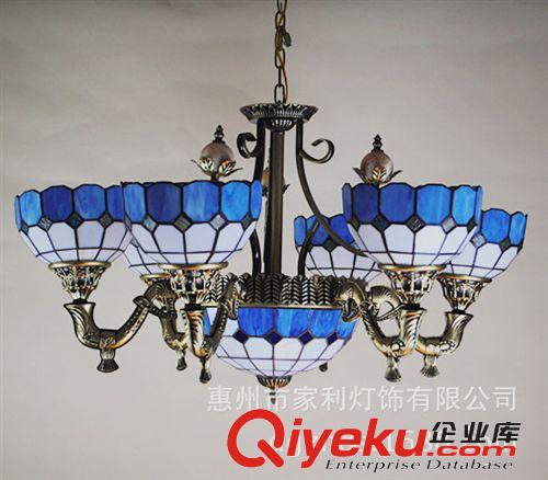 廠家批發豪宅別墅燈具6+1頭復式吊燈帝凡尼燈工程燈地中海藍白款原始圖片3