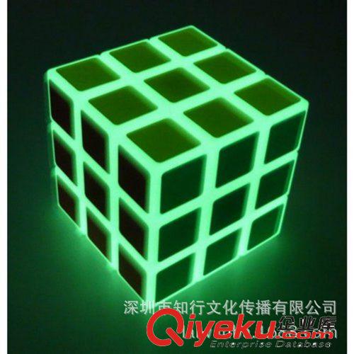 【點(diǎn)盛三階夜光魔方】點(diǎn)盛3階熱轉(zhuǎn)印魔方 56mm不需貼紙夜光綠魔方原始圖片2